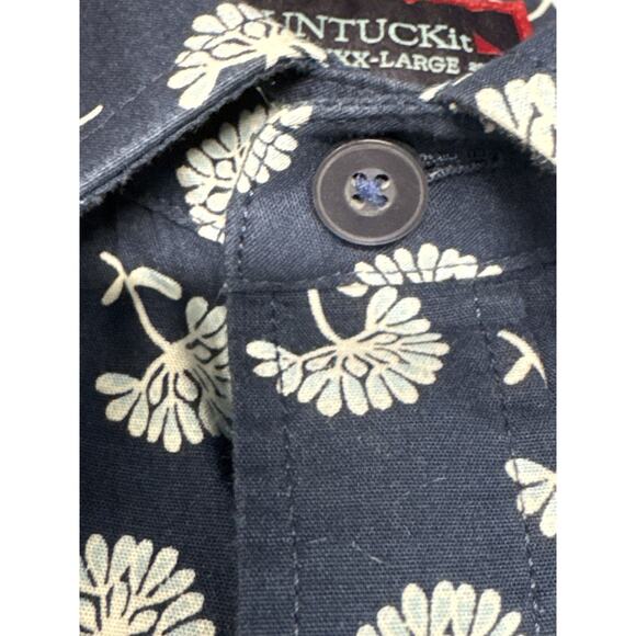 UNTUCKIT 3XL Pinon Floral Print Blue White Short Sleeve Shirt Relaxed Casual - Picture 3 of 6